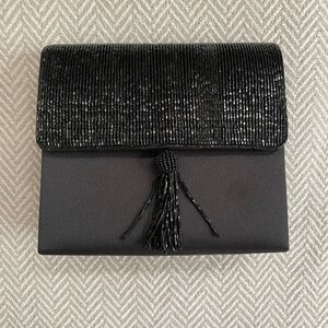 Vanessa Vintage Sophisticated Black Beaded Evening Clutch